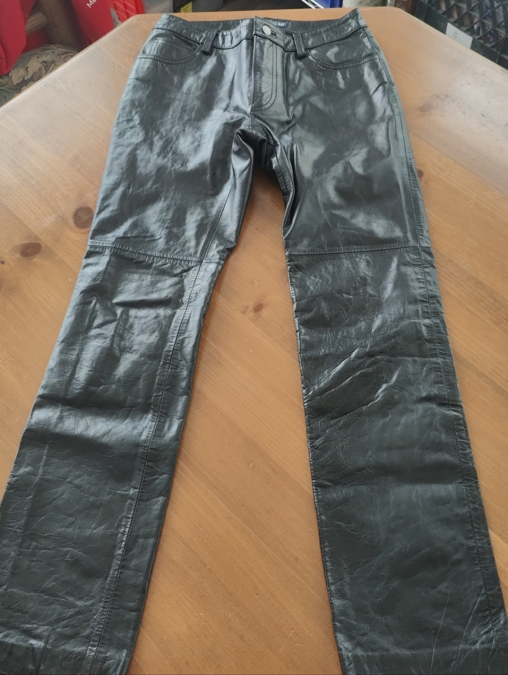 Vintage Y2K Gap Black Leather Bootcut Pants Size 4